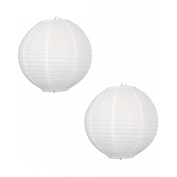 16" Paper Lantern White Twin Pack Regular Wire